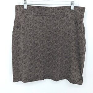 Toad&Co Skirt Womens Large Brown Herringbone Eco Stretch Tencel Organic Cotton